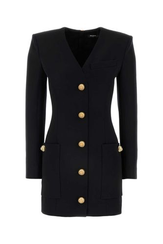 Balmain Black Wool Mini Dress - Balmain - Modalova