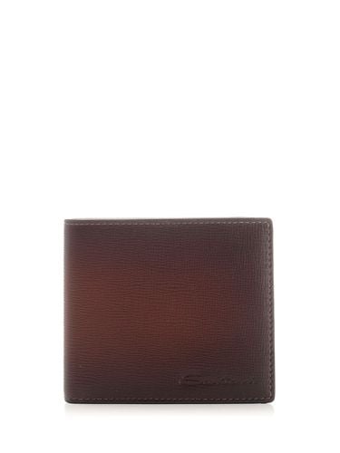 Santoni Brown Leather Wallet - Santoni - Modalova