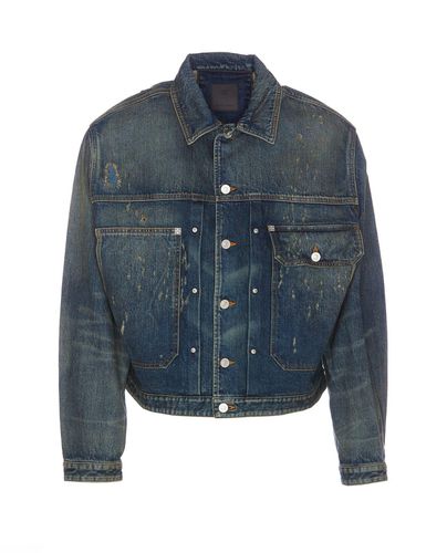 G Plaque Distressed Denim Jacket - Givenchy - Modalova