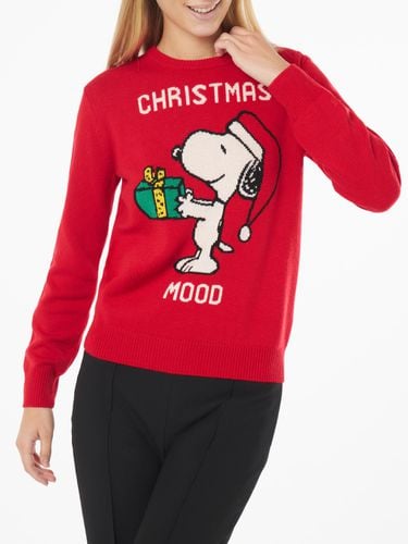 Snoopy Christmas Mood Print Woman Sweater Peanuts Special Edition - MC2 Saint Barth - Modalova