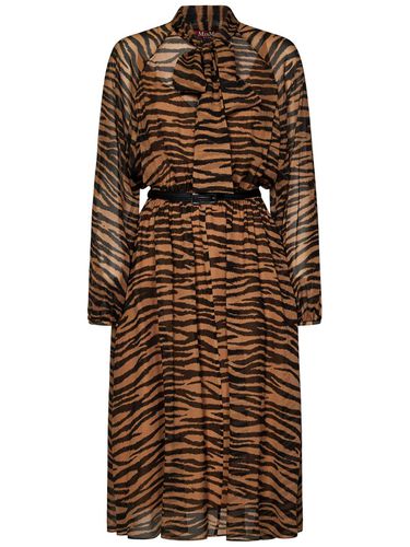 All-over Printed Belted Long-sleeved Dress - Max Mara Studio - Modalova