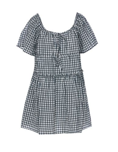 Seersucker Check Mini Layer Dress - Ganni - Modalova