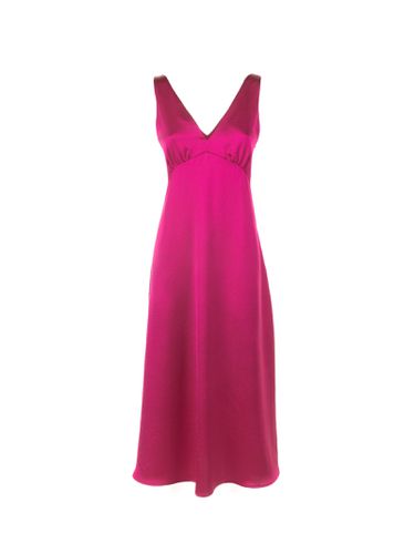 Long Fuchsia Dress With V-neck In Satin - Weekend Max Mara - Modalova