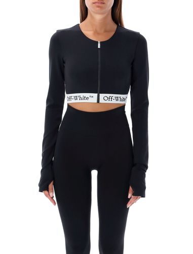 Logo Brand Zipped Crop Top - Off-White - Modalova