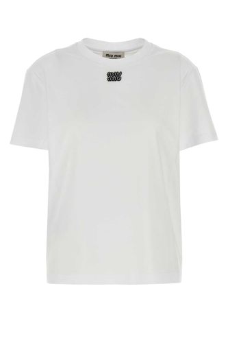 Miu Miu White Cotton T-shirt - Miu Miu - Modalova