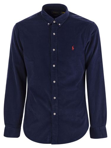 Man Slim Fit Shirt In Night Fustian With Contrast Pony - Polo Ralph Lauren - Modalova