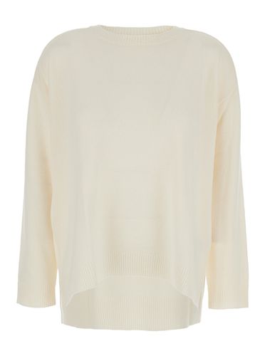 White Crewneck Sweater With Asymmetric Hem In Wool And Cashmere Woman - Parosh - Modalova