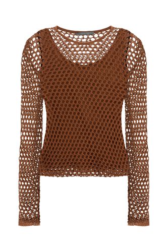 Alberta Ferretti Brown Mesh Top - Alberta Ferretti - Modalova