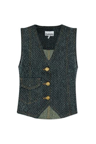 Ganni Fluffy Denim Vest - Ganni - Modalova