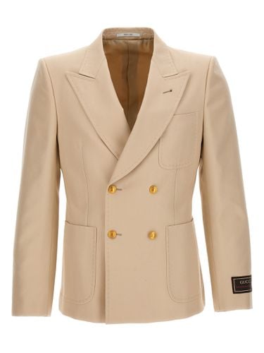 Cotton Double Breast Blazer Jacket - Gucci - Modalova