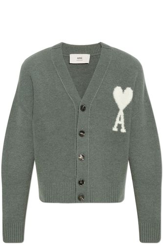 Paris De Coeur Logo Intarsia-knit V-neck Cardigan - Ami Alexandre Mattiussi - Modalova