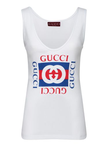 Ribbed Tank Top Gucci Print - Gucci - Modalova