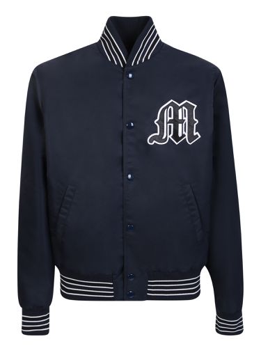 MSGM Maxi Logo Blue Bomber Jacket - MSGM - Modalova