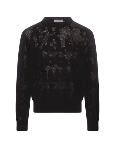 Perforated Sweater With Mcqueen Graffiti Motif - Alexander McQueen - Modalova