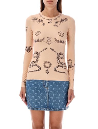 Tattoo Printed Crewneck Top - Marine Serre - Modalova