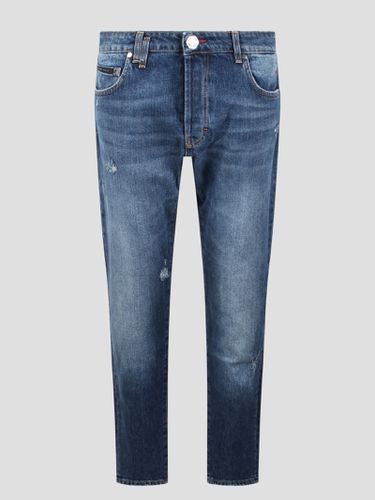 Skinny Fit Stone Washed Denim Trousers - Philipp Plein - Modalova