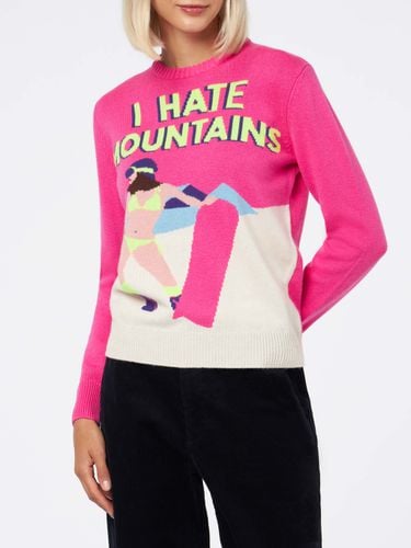 Woman Crewneck Fluo Sweater With I Hate Mountains Postcard Print - MC2 Saint Barth - Modalova