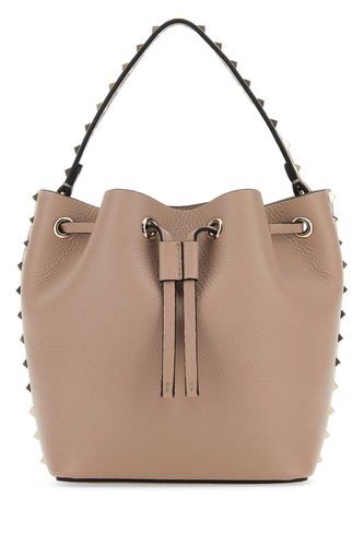 Antiqued Pink Leather Rockstud Bucket Bag - Valentino Garavani - Modalova