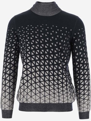 Wool Blend Sweater With Geometric Pattern - Giorgio Armani - Modalova