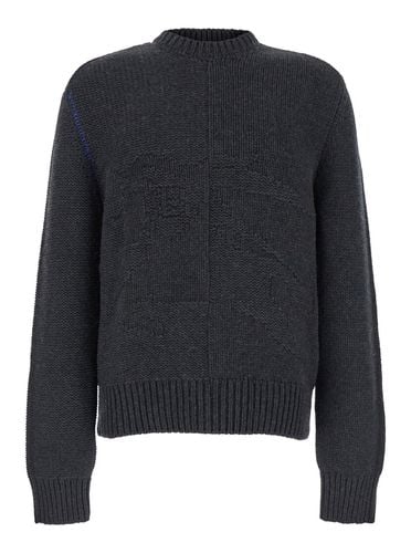 Grey Sweater With Equestrian Knight Jacquard Motif In Cashmere Man - Burberry - Modalova