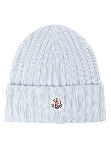 Bright Ribbed Wool Beanie With Logo - Moncler - Modalova