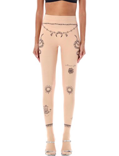 Tattoo Printed Elasticated-waistband Tights - Marine Serre - Modalova