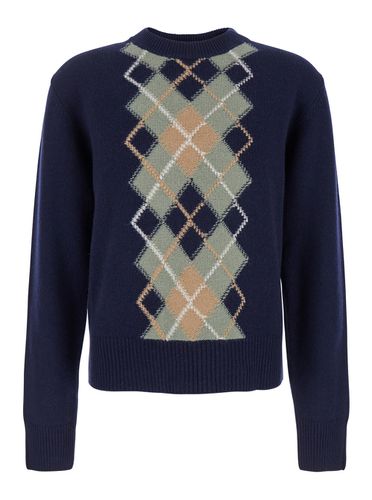 Crewneck Sweater With Argyle Motif In Wool And Cashmere Man - Ami Alexandre Mattiussi - Modalova