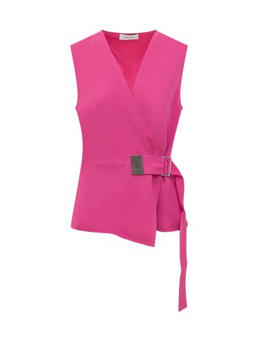 V-neck Belted Sleeveless Top - Fabiana Filippi - Modalova