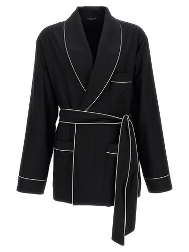 Contrast Piping Dressing Gown Shirt - Dolce & Gabbana - Modalova