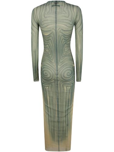 Mesh Long Dress Printed spiral With Gathers - Jean Paul Gaultier - Modalova