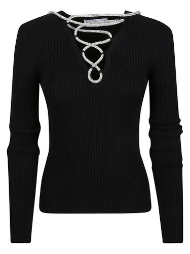 Laced V-neck Slim Fit Jumper - Giuseppe di Morabito - Modalova