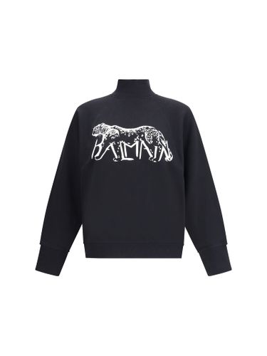 Leopard Print High-neck Sweatshirt - Balmain - Modalova