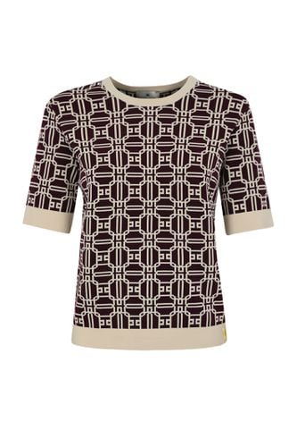 Logo Sweater In Jacquard Viscose - Elisabetta Franchi - Modalova