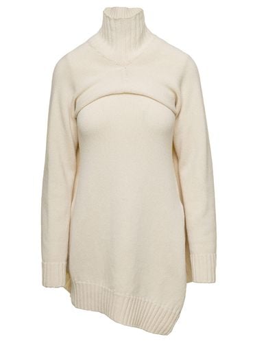 Cream White Two-piece Sweater With High-neck In Wool Woman - Jil Sander - Modalova