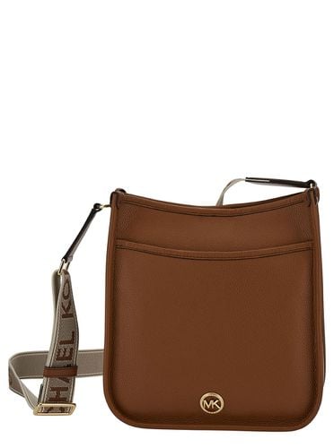 Brown Crossbody Bag With Mk Logo Detail In Hammered Leather Woman - MICHAEL Michael Kors - Modalova