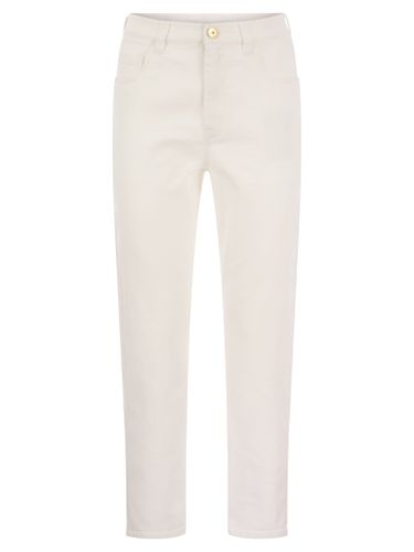 Baggy Trousers In Garment-dyed Comfort Denim With Shiny Tab - Brunello Cucinelli - Modalova