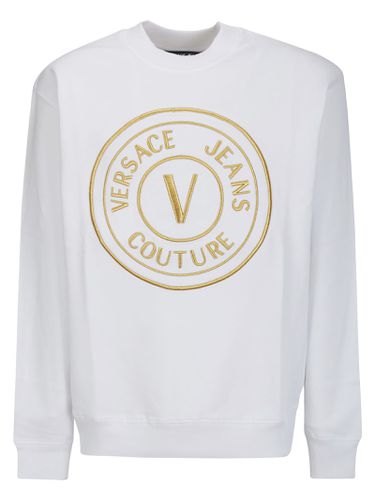 V-emblem Embroidered Crewneck Sweatshirt - Versace Jeans Couture - Modalova