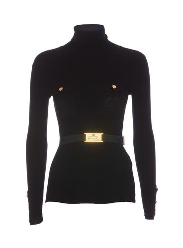 Logo-embroidered Turtleneck Jumper - Elisabetta Franchi - Modalova