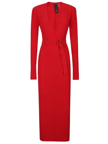 Long Sleeve U Neck Side Slit Dress - Norma Kamali - Modalova