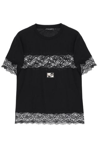 T-shirt With Lace Inserts - Dolce & Gabbana - Modalova