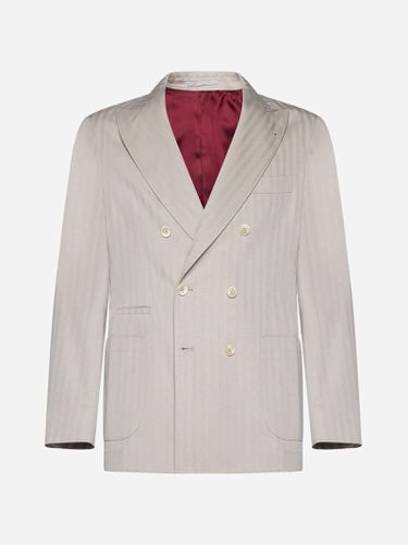 Cotton And Silk Double-breasted Blazer - Brunello Cucinelli - Modalova