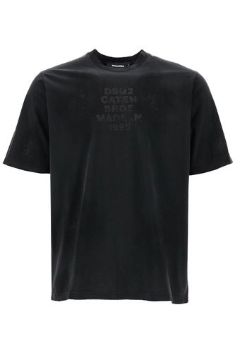 Dark Grey Cotton T-shirt With Logo Print - Dsquared2 - Modalova