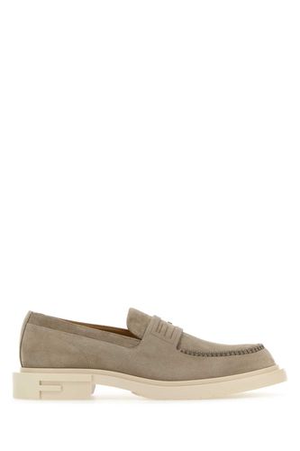 Fendi Dove Grey Suede Frame Loafers - Fendi - Modalova