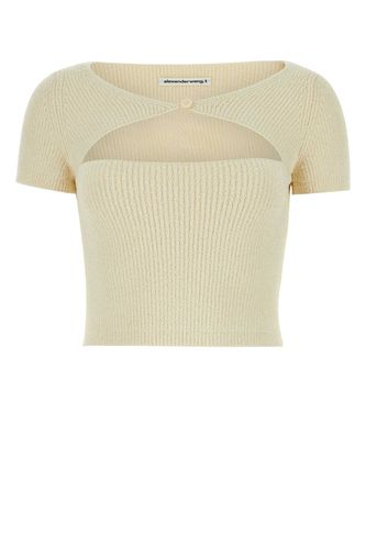 Ivory Stretch Cotton Blend Top - T by Alexander Wang - Modalova