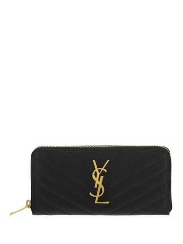 Embossed Leather Zip Wallet - Saint Laurent - Modalova