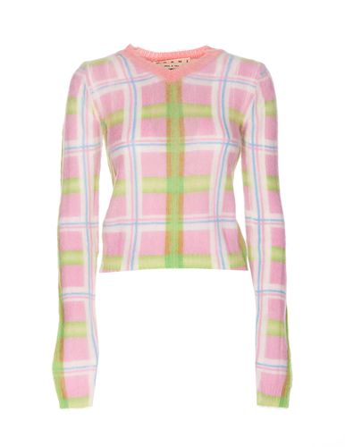 Mohair Brushed Checked Sweater - Marni - Modalova