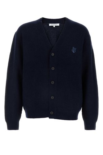 Dark Blue Wool Blend Cardigan - Maison Kitsuné - Modalova