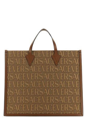 Embroidered Canvas Allover Shopping Bag - Versace - Modalova