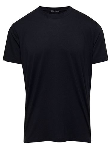 Basic Crewneck T-shirt With Tonal Stitching In Cotton Blend Man - Tom Ford - Modalova