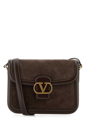 Brown Suede And Leather 9to5 Shoulder Bag - Valentino Garavani - Modalova